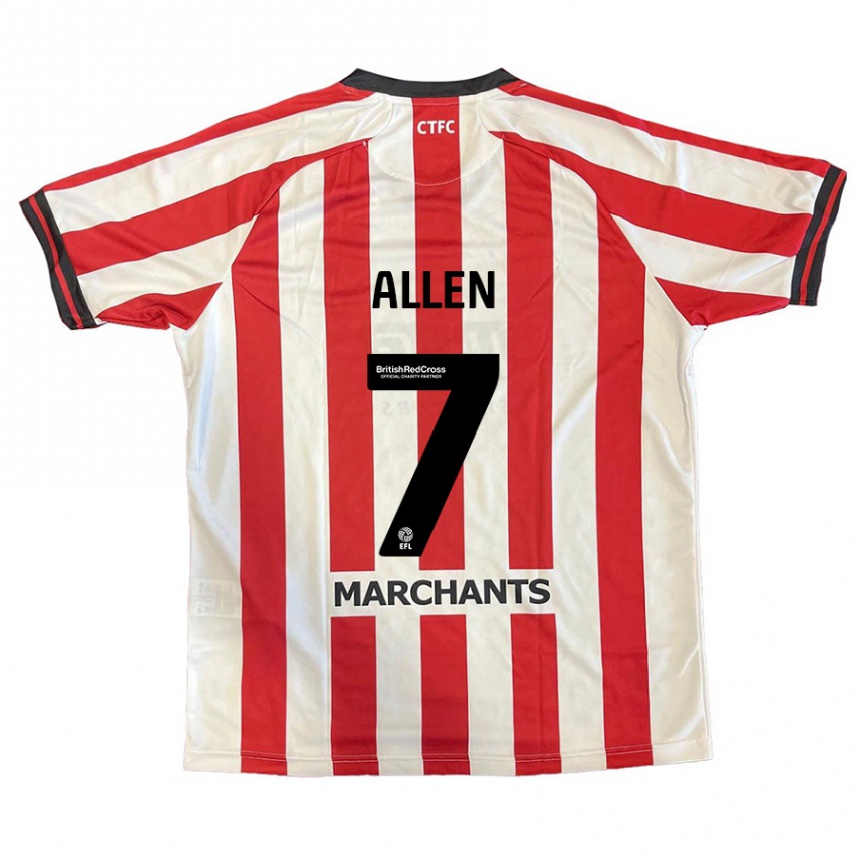 Kids Football Emily Allen #7 Red White Home Jersey 2024/25 T-Shirt