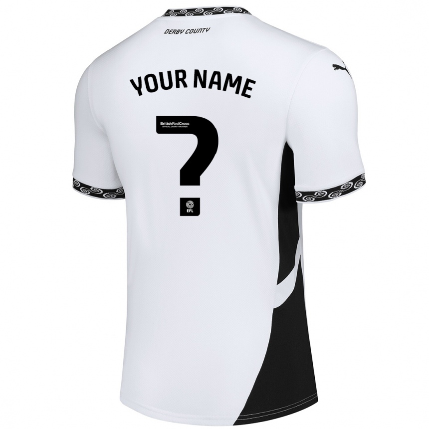 Kids Football Your Name #0 White Black Home Jersey 2024/25 T-Shirt