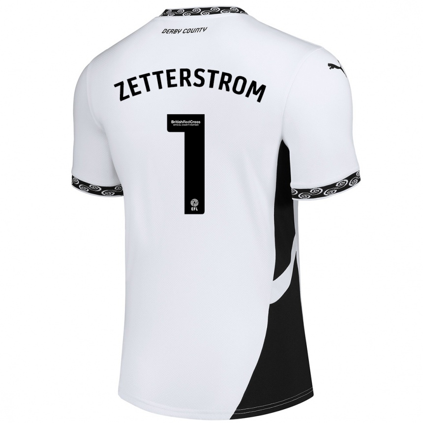 Kids Football Jacob Widell Zetterström #1 White Black Home Jersey 2024/25 T-Shirt