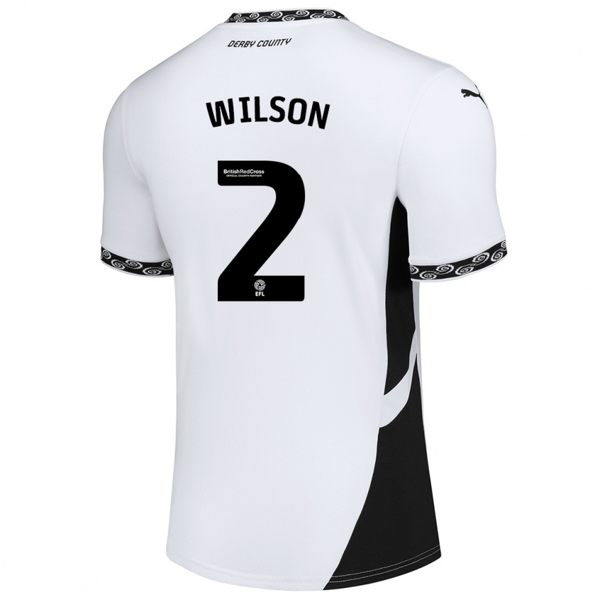 Kids Football Kane Wilson #2 White Black Home Jersey 2024/25 T-Shirt