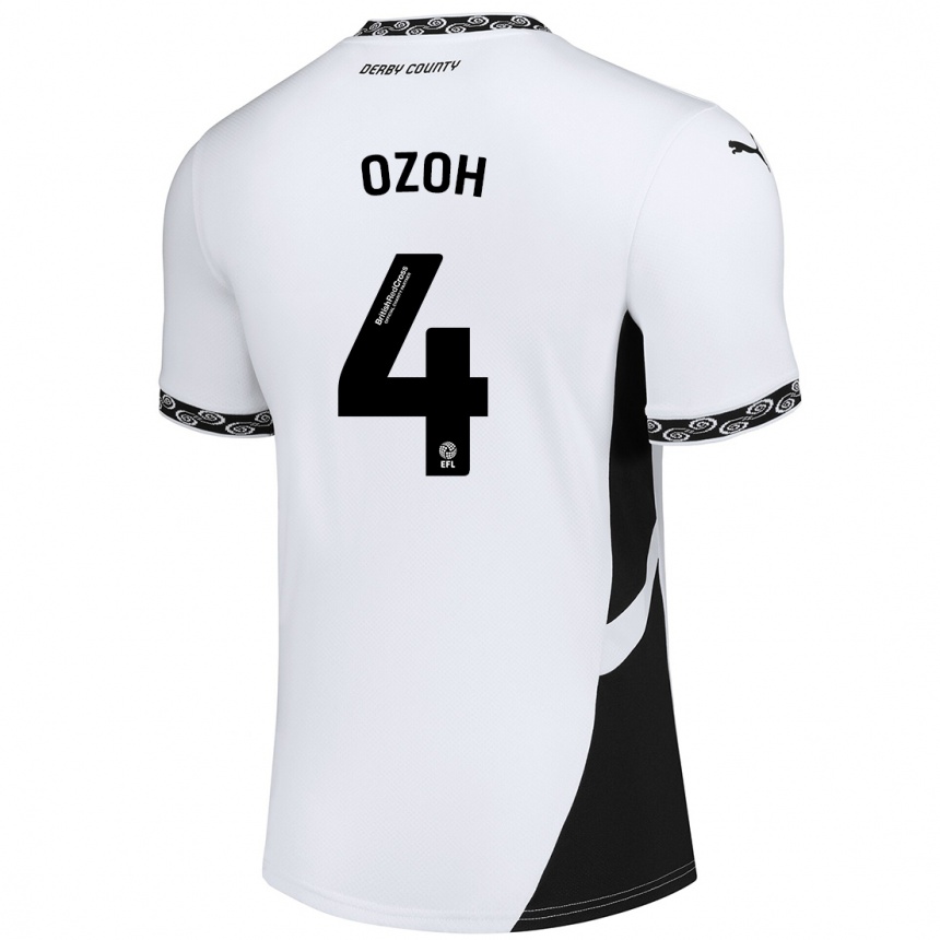 Kids Football David Ozoh #4 White Black Home Jersey 2024/25 T-Shirt