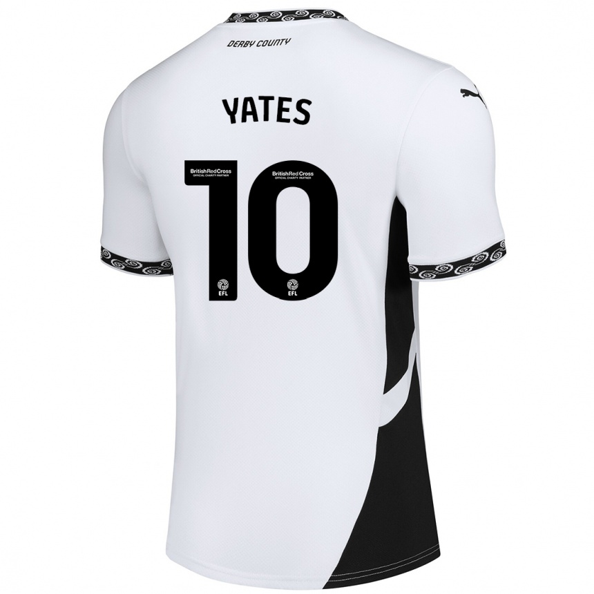 Kids Football Jerry Yates #10 White Black Home Jersey 2024/25 T-Shirt