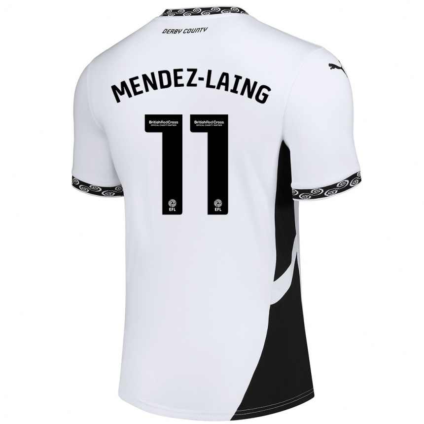 Kids Football Nathaniel Méndez-Laing #11 White Black Home Jersey 2024/25 T-Shirt