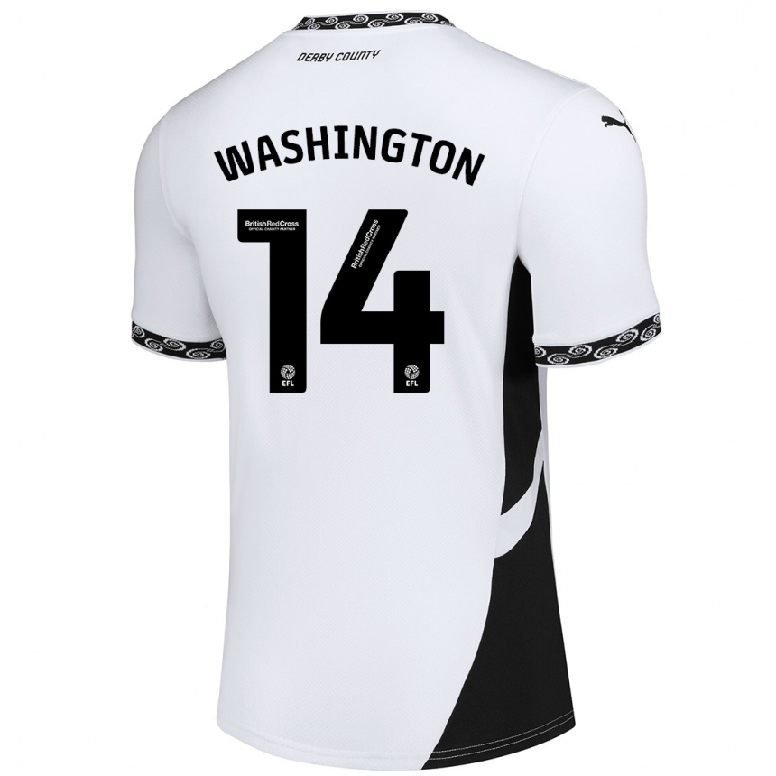 Kids Football Conor Washington #14 White Black Home Jersey 2024/25 T-Shirt