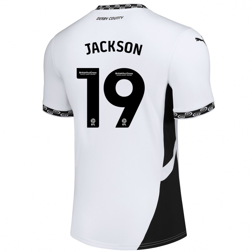 Kids Football Kayden Jackson #19 White Black Home Jersey 2024/25 T-Shirt