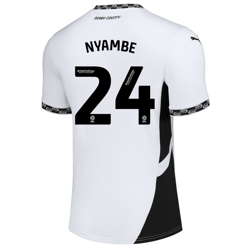 Kids Football Ryan Nyambe #24 White Black Home Jersey 2024/25 T-Shirt