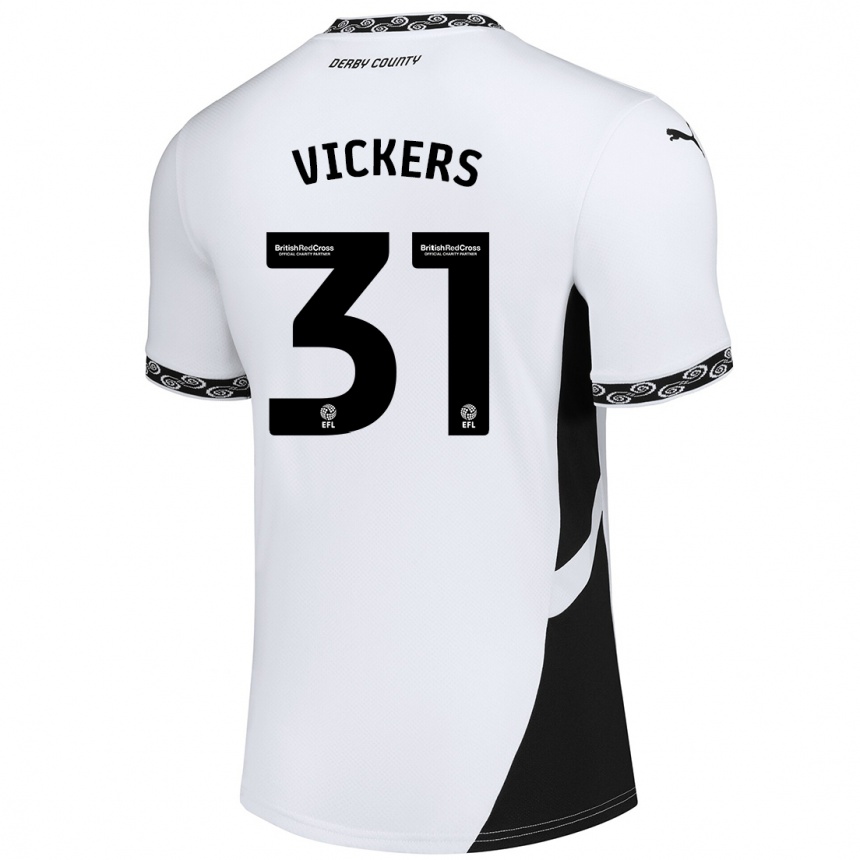 Kids Football Josh Vickers #31 White Black Home Jersey 2024/25 T-Shirt