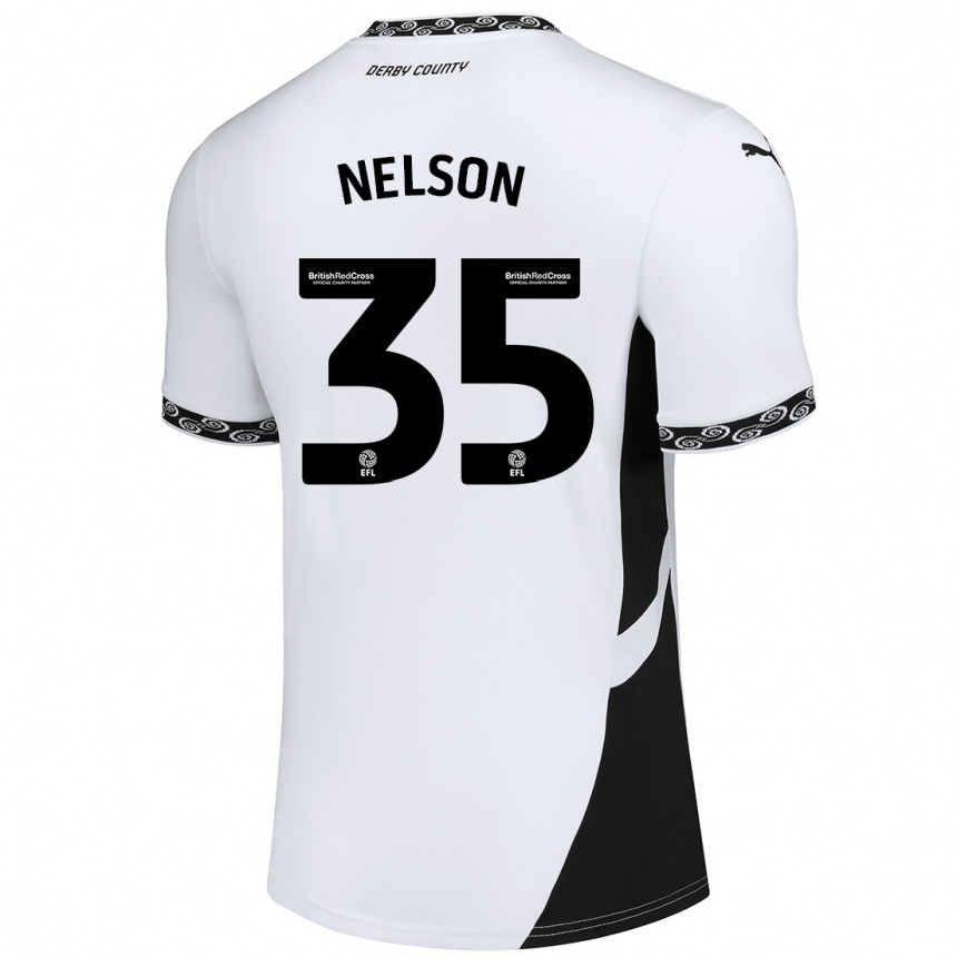 Kids Football Curtis Nelson #35 White Black Home Jersey 2024/25 T-Shirt