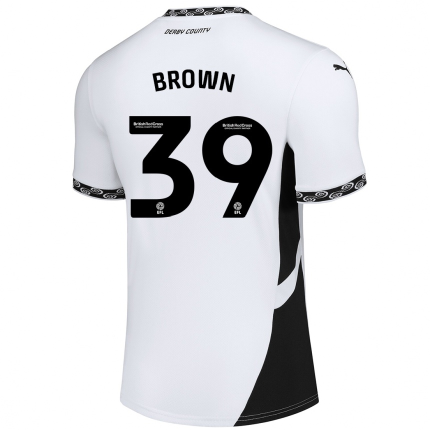 Kids Football Dajaune Brown #39 White Black Home Jersey 2024/25 T-Shirt