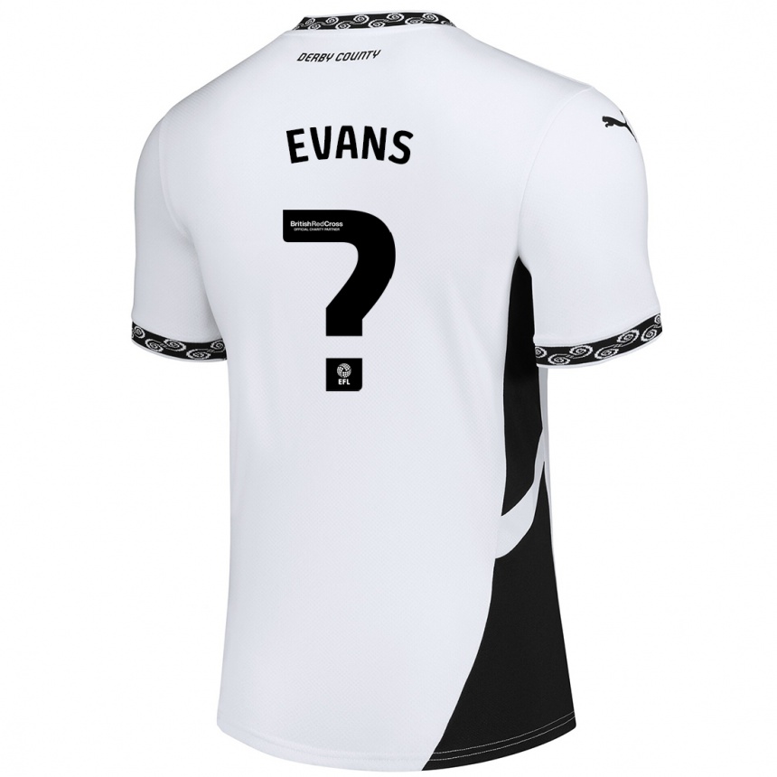 Kids Football Harry Evans #0 White Black Home Jersey 2024/25 T-Shirt