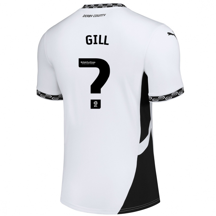 Kids Football Tristan Gill #0 White Black Home Jersey 2024/25 T-Shirt