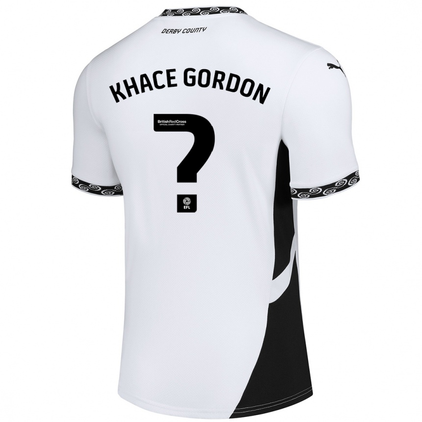 Kids Football Khace Gordon #0 White Black Home Jersey 2024/25 T-Shirt