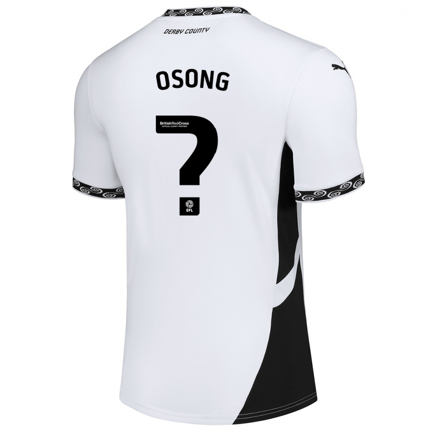 Kids Football Johnson Osong #0 White Black Home Jersey 2024/25 T-Shirt