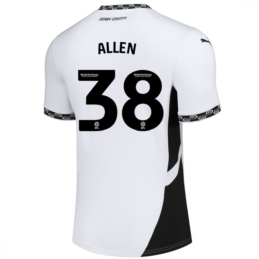 Kids Football Cruz Allen #38 White Black Home Jersey 2024/25 T-Shirt