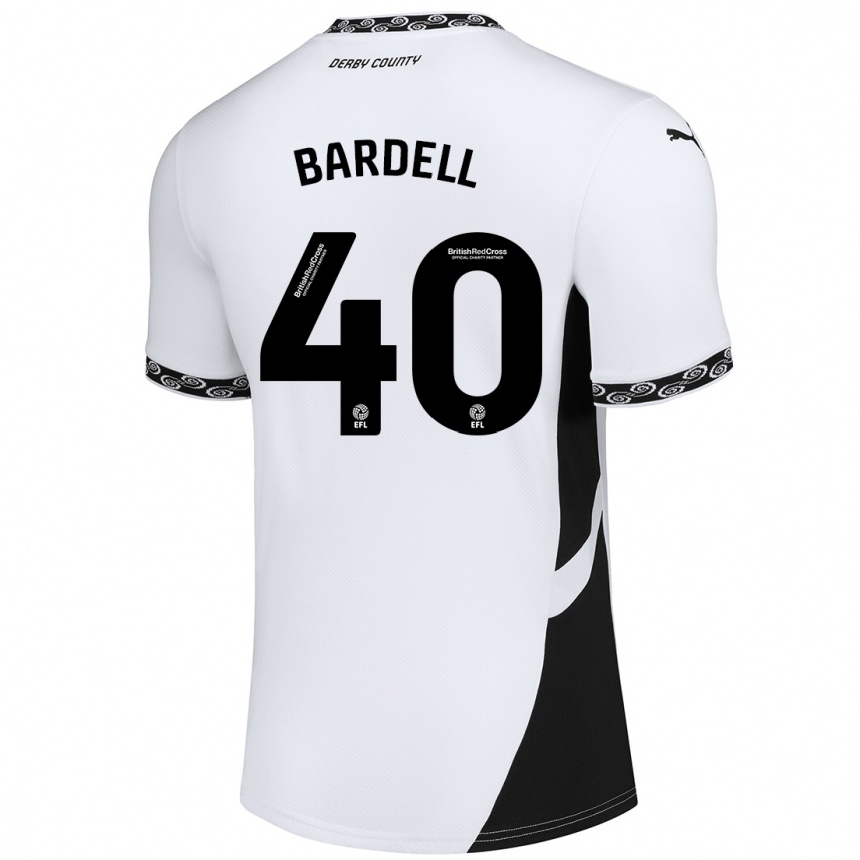 Kids Football Max Bardell #40 White Black Home Jersey 2024/25 T-Shirt