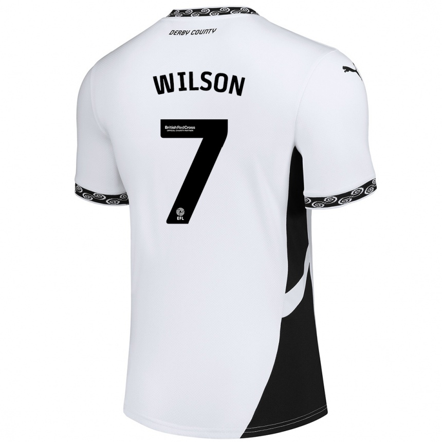 Kids Football Emelia Wilson #7 White Black Home Jersey 2024/25 T-Shirt