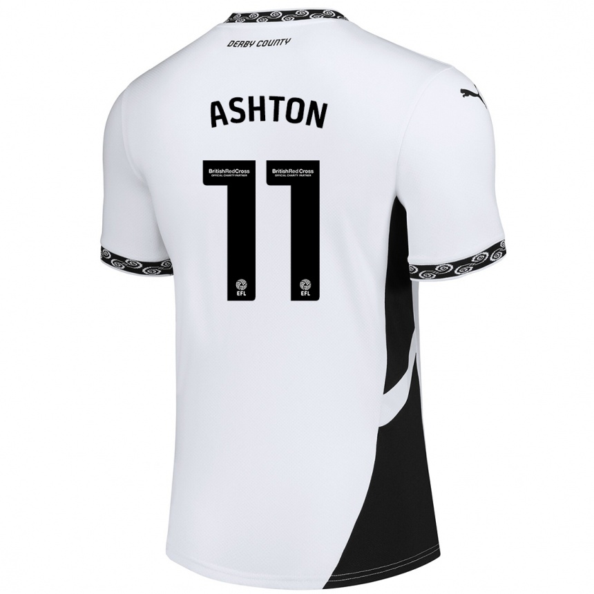 Kids Football Eleanor Ashton #11 White Black Home Jersey 2024/25 T-Shirt