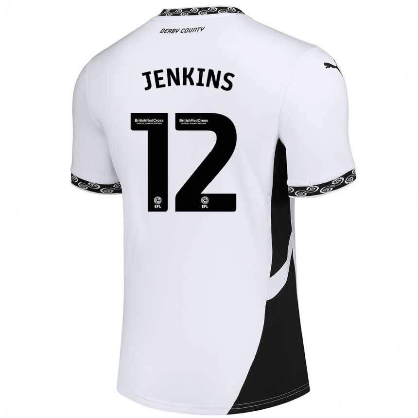 Kids Football Camille Jenkins #12 White Black Home Jersey 2024/25 T-Shirt