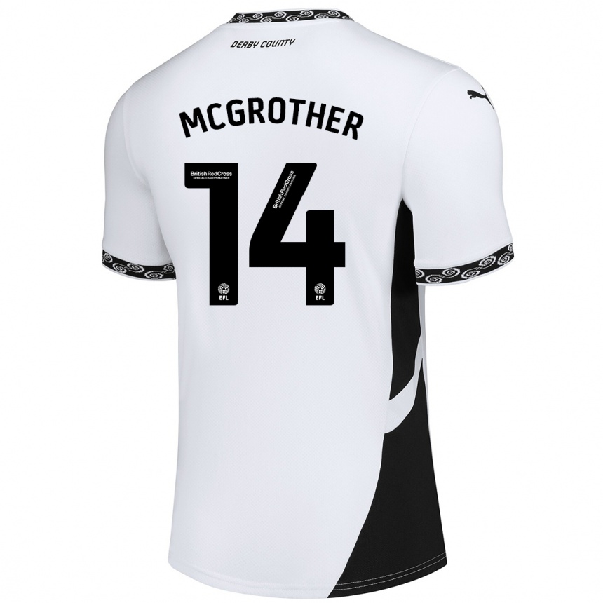 Kids Football Becky Mcgrother #14 White Black Home Jersey 2024/25 T-Shirt