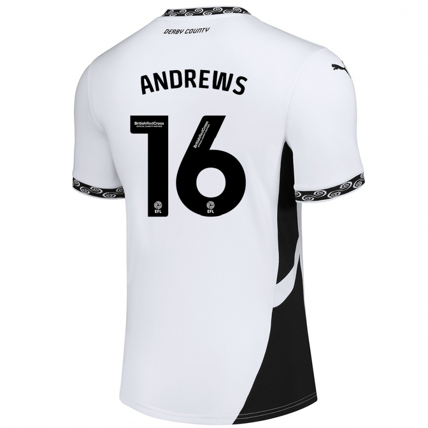 Kids Football Marli Rhodes-Andrews #16 White Black Home Jersey 2024/25 T-Shirt