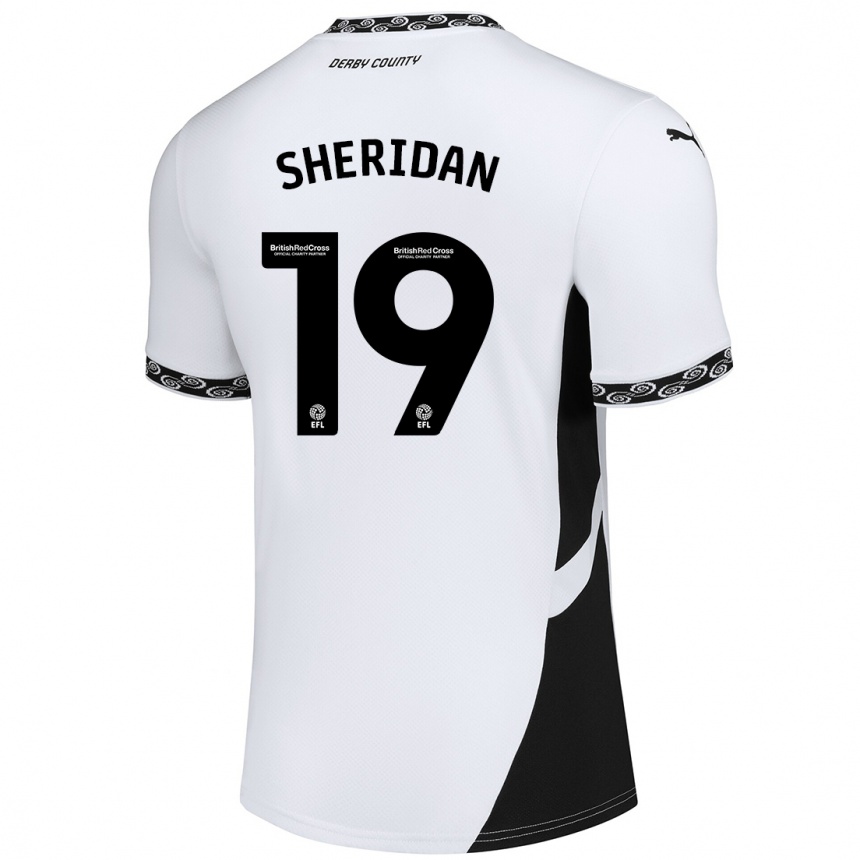 Kids Football Isabel Sheridan #19 White Black Home Jersey 2024/25 T-Shirt