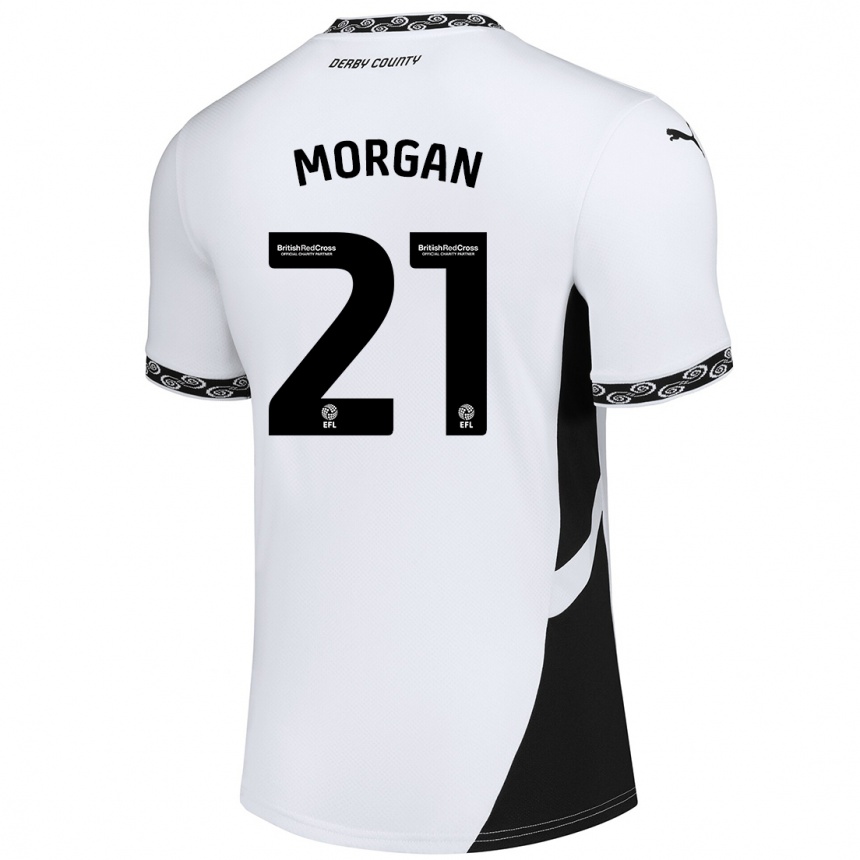 Kids Football Sarah Morgan #21 White Black Home Jersey 2024/25 T-Shirt