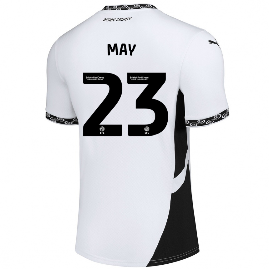 Kids Football Rebecca May #23 White Black Home Jersey 2024/25 T-Shirt