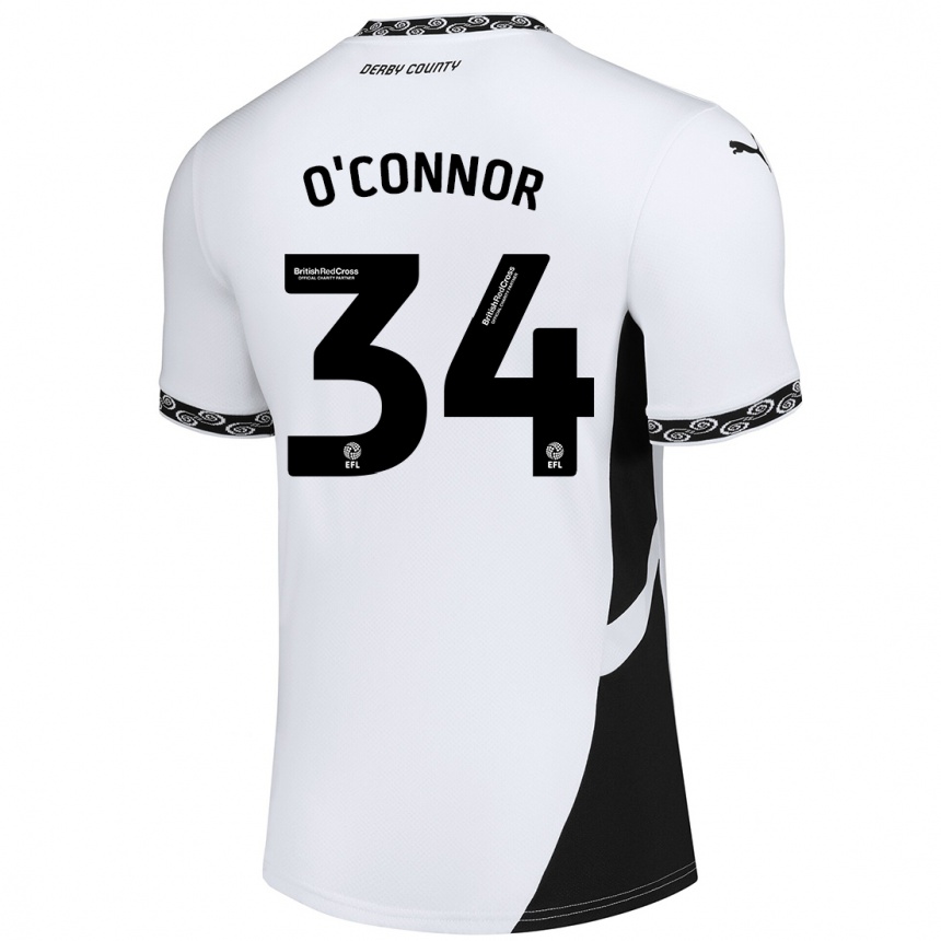 Kids Football Dolcie O'connor #34 White Black Home Jersey 2024/25 T-Shirt