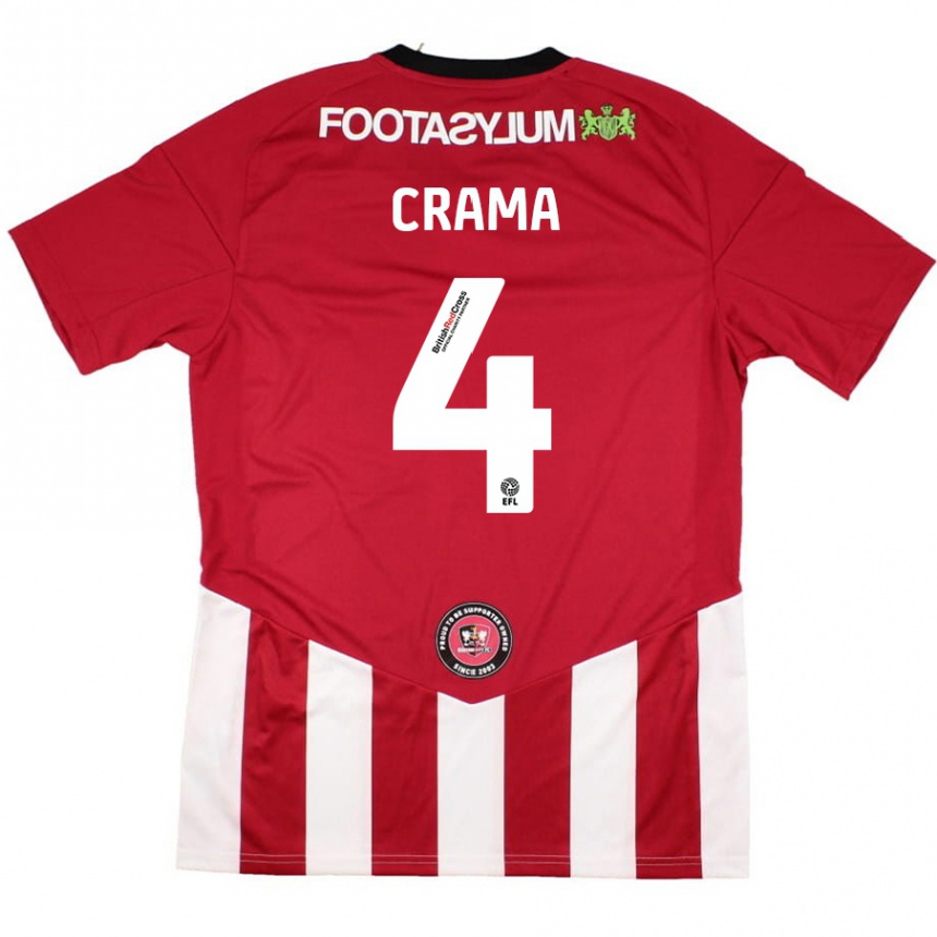 Kids Football Tristan Crama #4 Red White Home Jersey 2024/25 T-Shirt