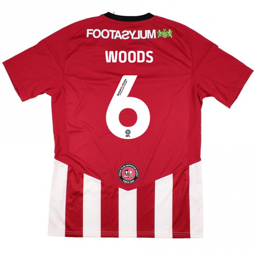 Kids Football Ryan Woods #6 Red White Home Jersey 2024/25 T-Shirt