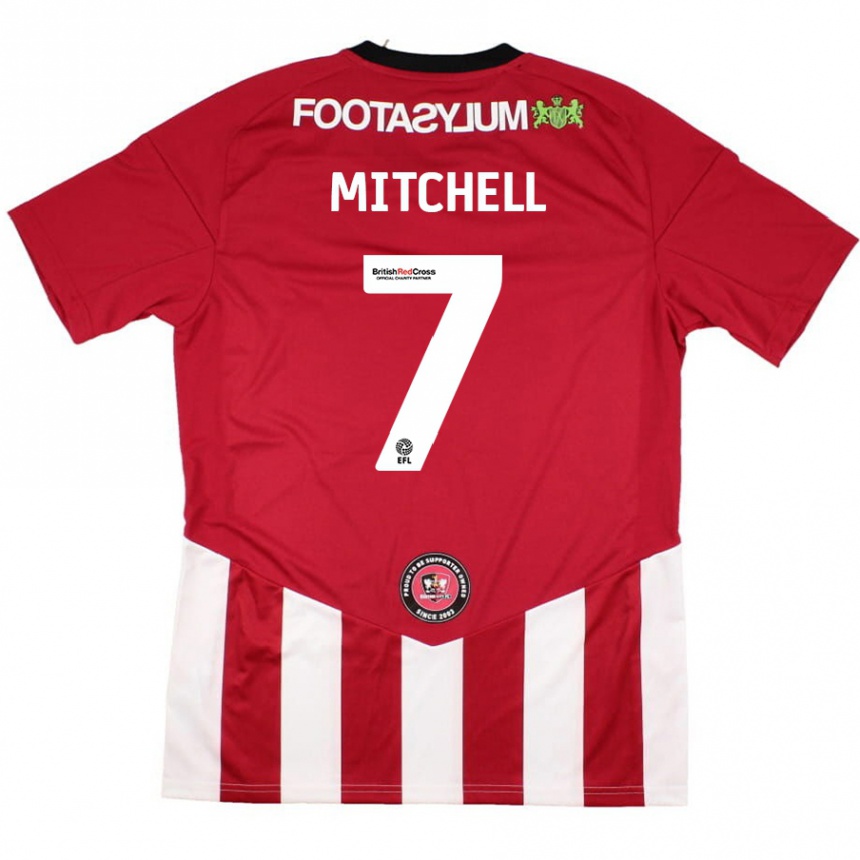 Kids Football Demetri Mitchell #7 Red White Home Jersey 2024/25 T-Shirt