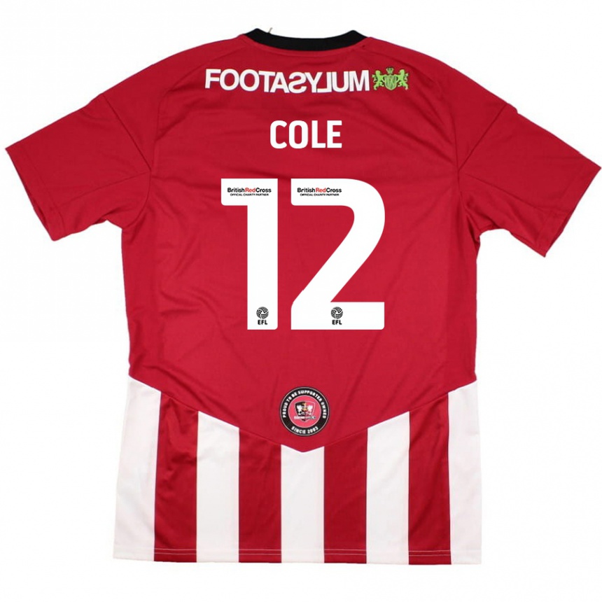 Kids Football Reece Cole #12 Red White Home Jersey 2024/25 T-Shirt