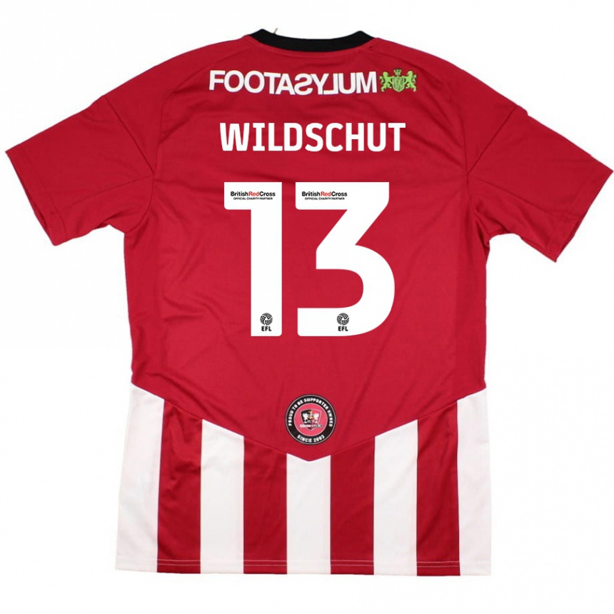 Kids Football Yanic Wildschut #13 Red White Home Jersey 2024/25 T-Shirt