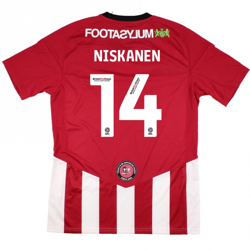 Kids Football Ilmari Niskanen #14 Red White Home Jersey 2024/25 T-Shirt