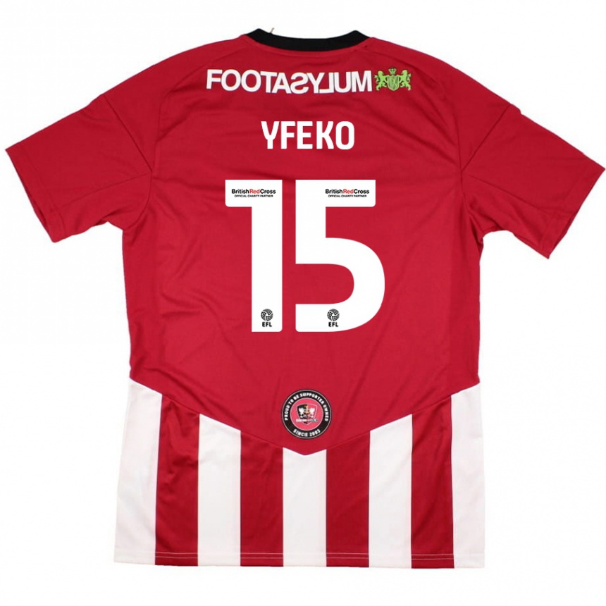 Kids Football Johnly Yfeko #15 Red White Home Jersey 2024/25 T-Shirt