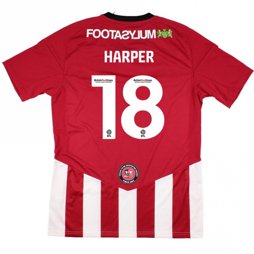 Kids Football Vincent Harper #18 Red White Home Jersey 2024/25 T-Shirt