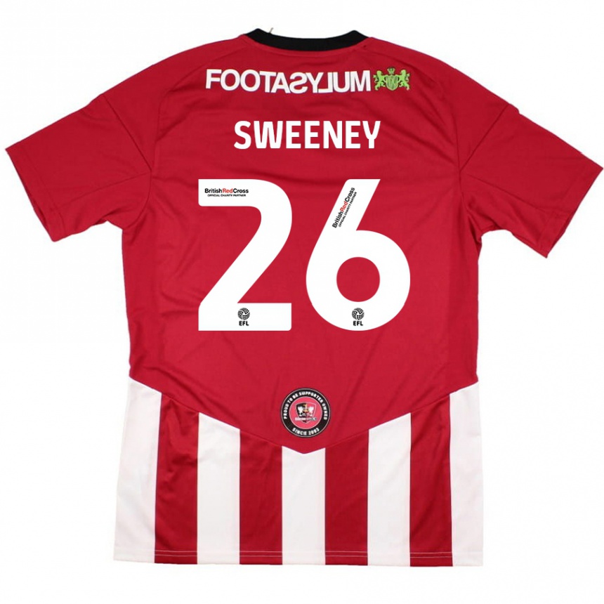 Kids Football Pierce Sweeney #26 Red White Home Jersey 2024/25 T-Shirt