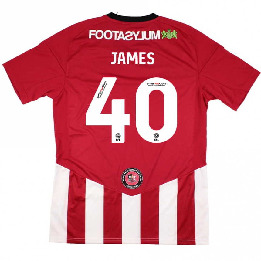 Kids Football Ed James #40 Red White Home Jersey 2024/25 T-Shirt