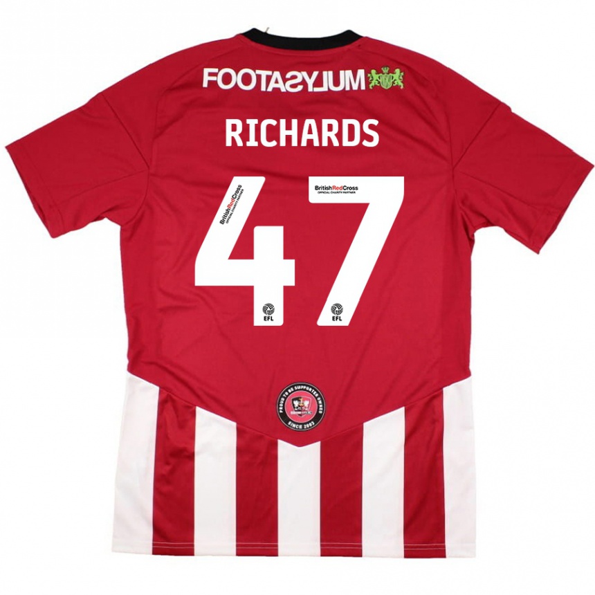 Kids Football Jake Richards #47 Red White Home Jersey 2024/25 T-Shirt