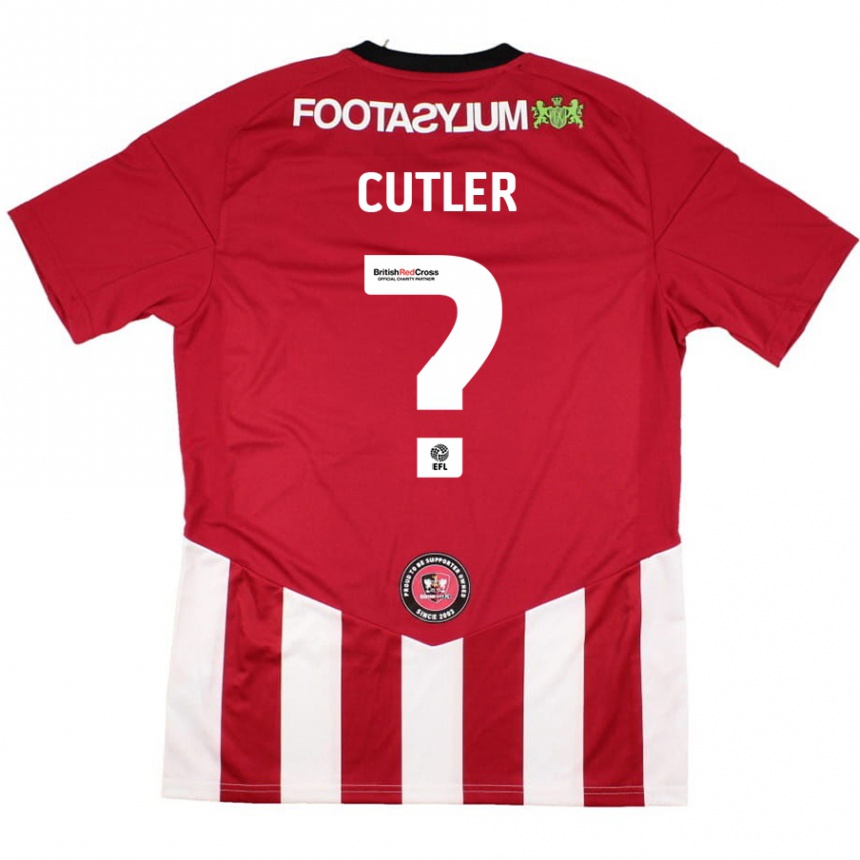 Kids Football Theo Cutler #0 Red White Home Jersey 2024/25 T-Shirt