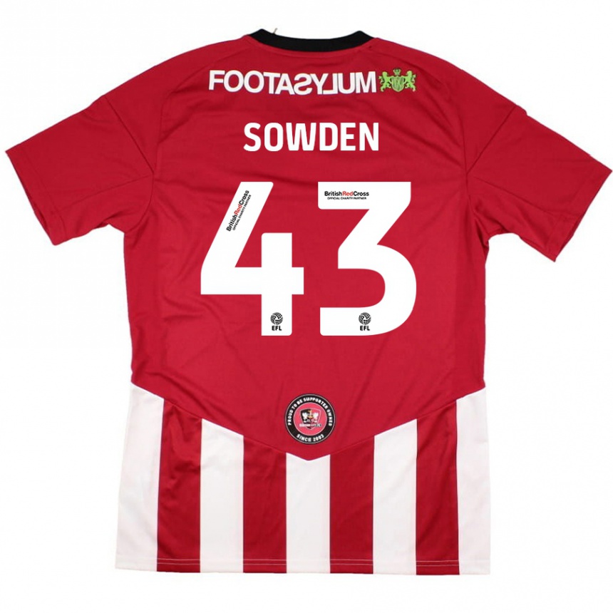 Kids Football Andrew Sowden #43 Red White Home Jersey 2024/25 T-Shirt