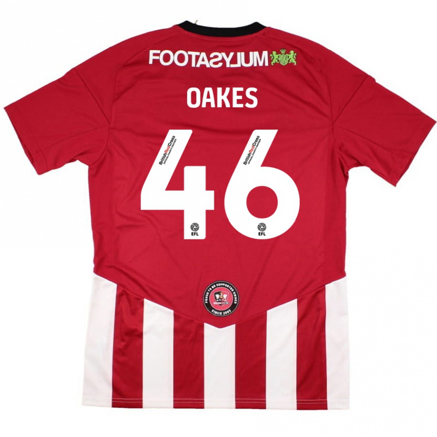 Kids Football Liam Oakes #46 Red White Home Jersey 2024/25 T-Shirt