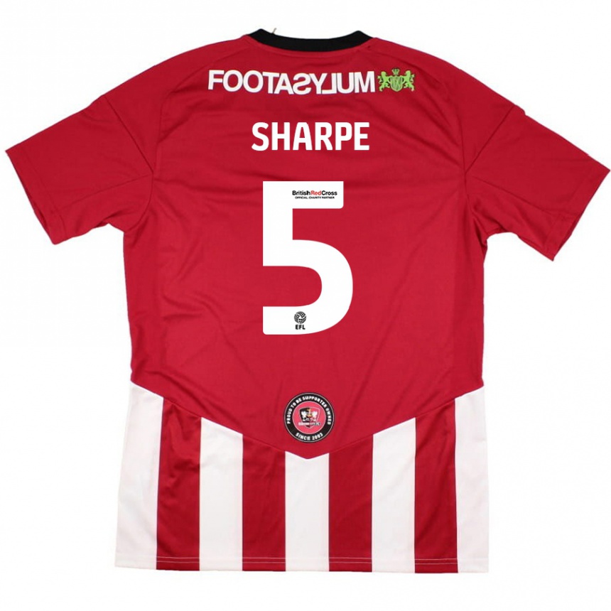 Kids Football Manfy Sharpe #5 Red White Home Jersey 2024/25 T-Shirt