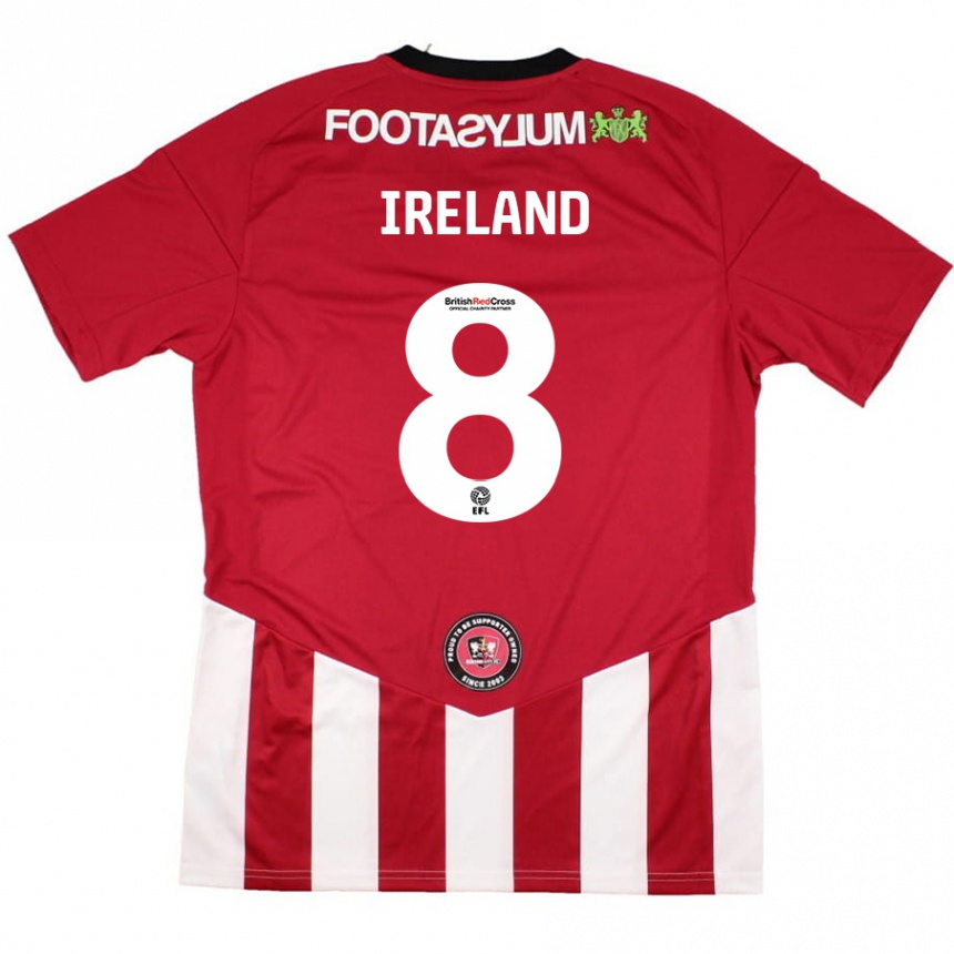 Kids Football Beth Ireland #8 Red White Home Jersey 2024/25 T-Shirt