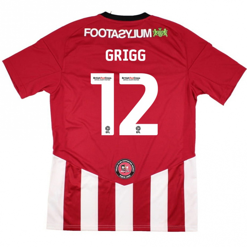 Kids Football Katie Grigg #12 Red White Home Jersey 2024/25 T-Shirt