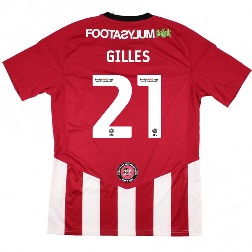 Kids Football Sophie Gilles #21 Red White Home Jersey 2024/25 T-Shirt