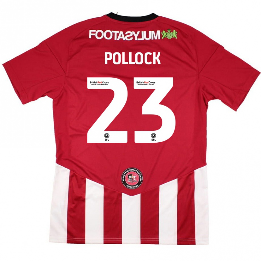 Kids Football Amber Pollock #23 Red White Home Jersey 2024/25 T-Shirt