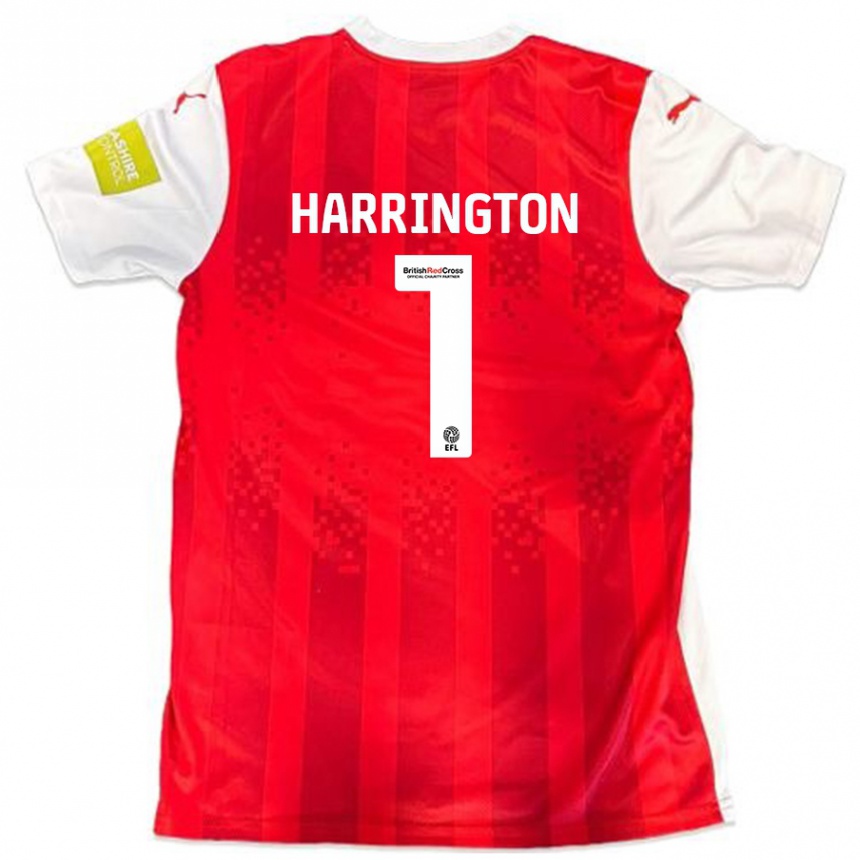 Kids Football David Harrington #1 Red White Home Jersey 2024/25 T-Shirt