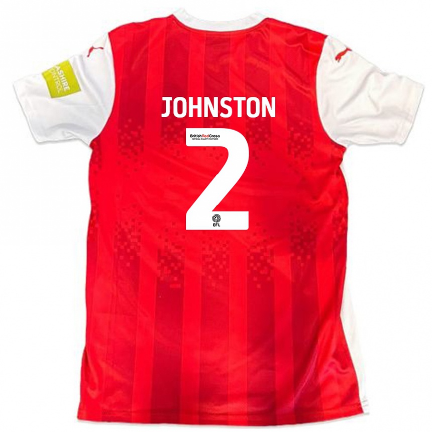 Kids Football Carl Johnston #2 Red White Home Jersey 2024/25 T-Shirt