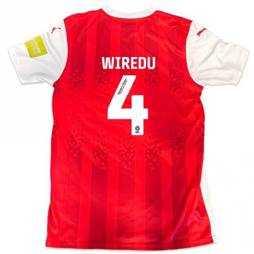 Kids Football Brendan Wiredu #4 Red White Home Jersey 2024/25 T-Shirt